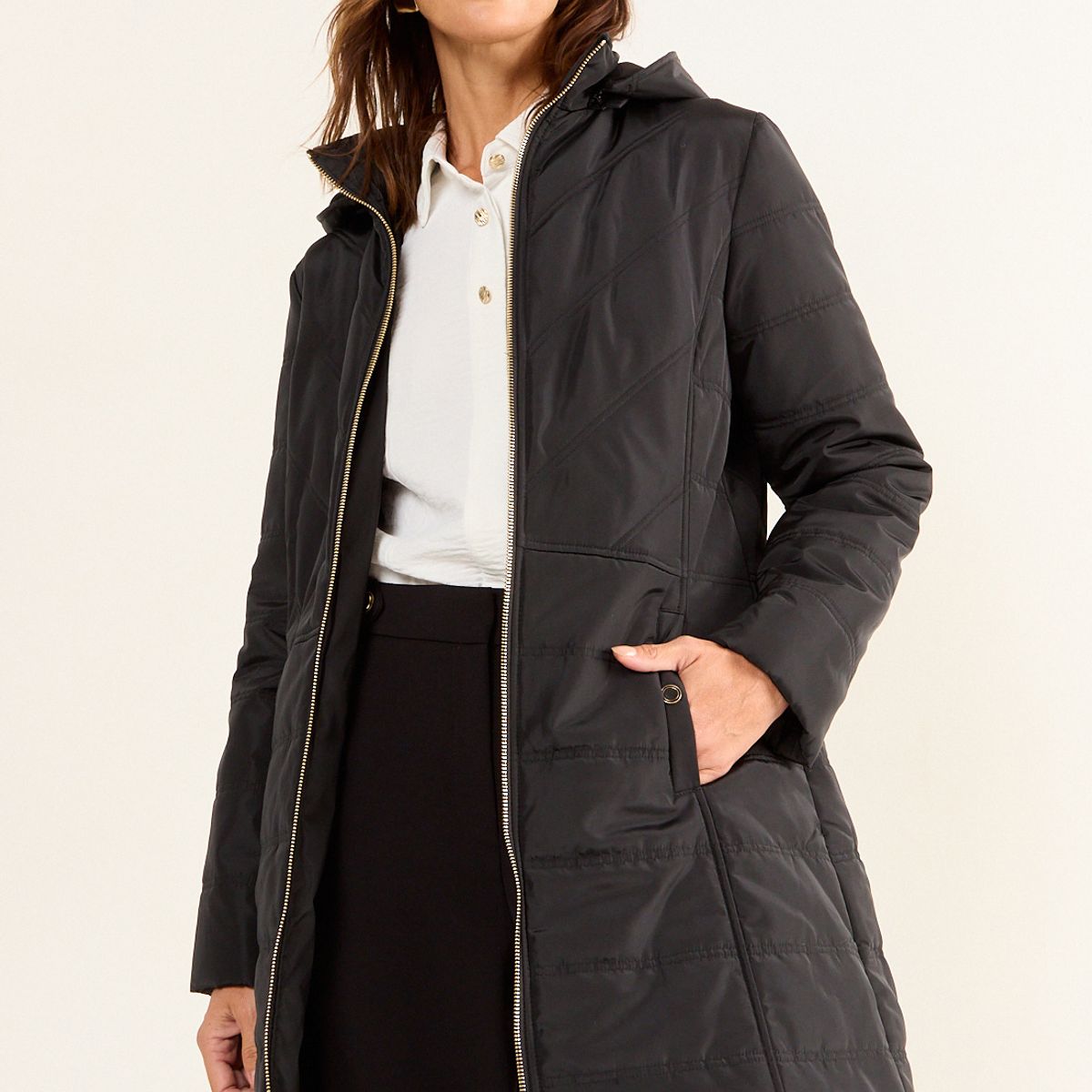 MA GRIFFE - Parka Corta Mujer Negro Magriffe