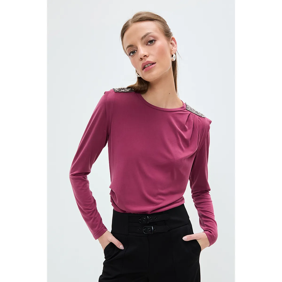 IO - Polera Lisa Mujer Burdeos Io