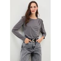 Polera Lisa Mujer Gris