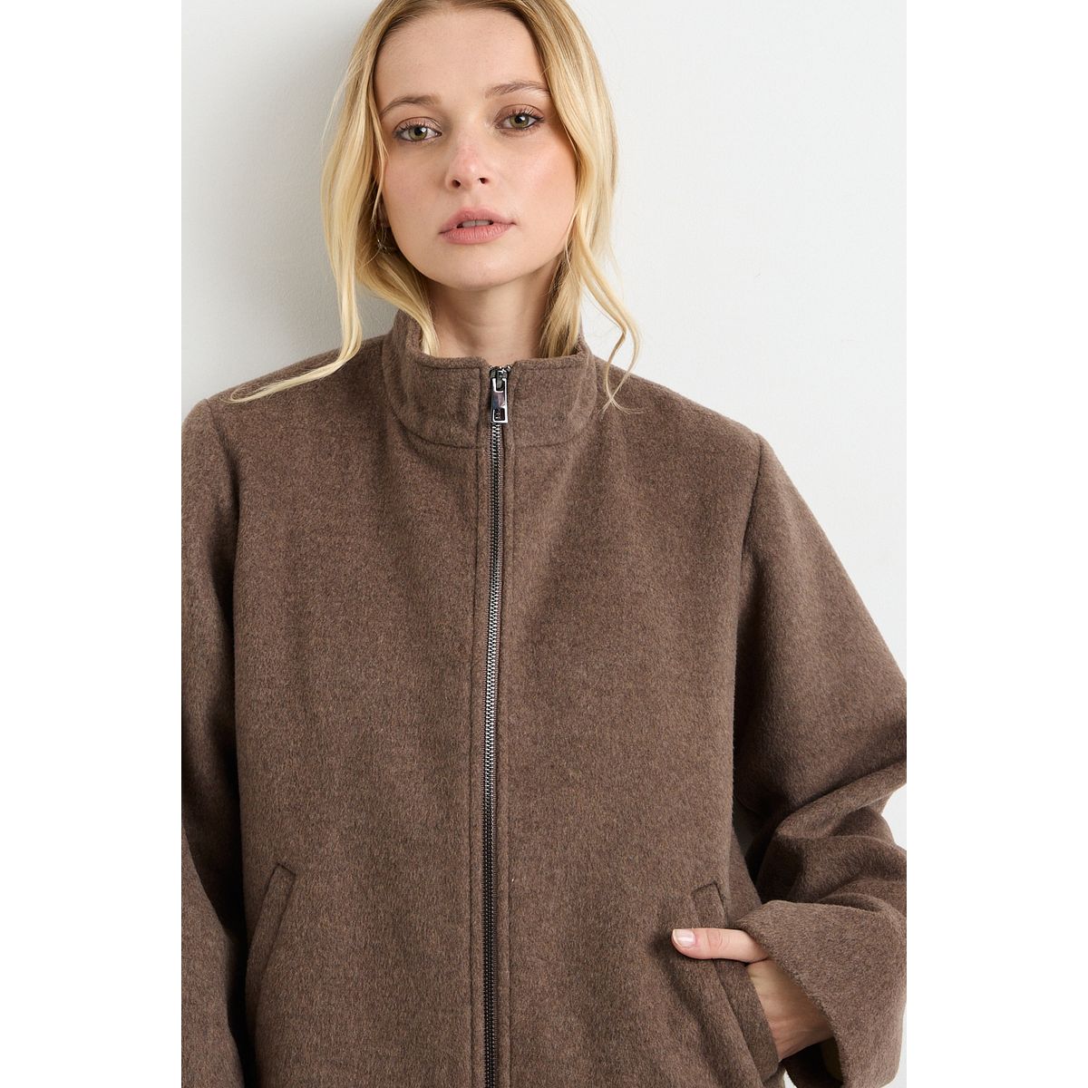 ASH - Chaquetón Corto Mujer Café Ash
