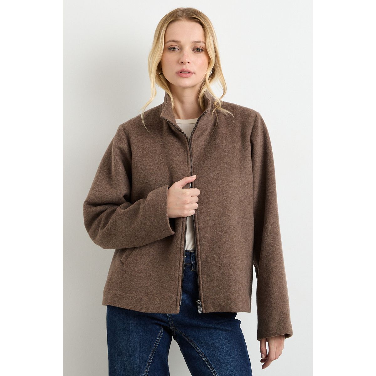 ASH - Chaquetón Corto Mujer Café Ash