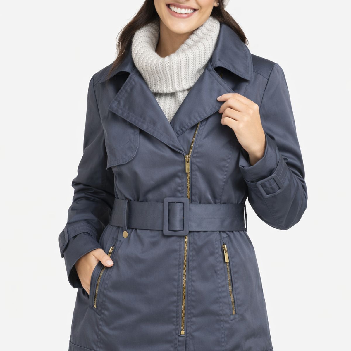 MAGENTA WOMAN - Trench Mujer Cinturón Acero