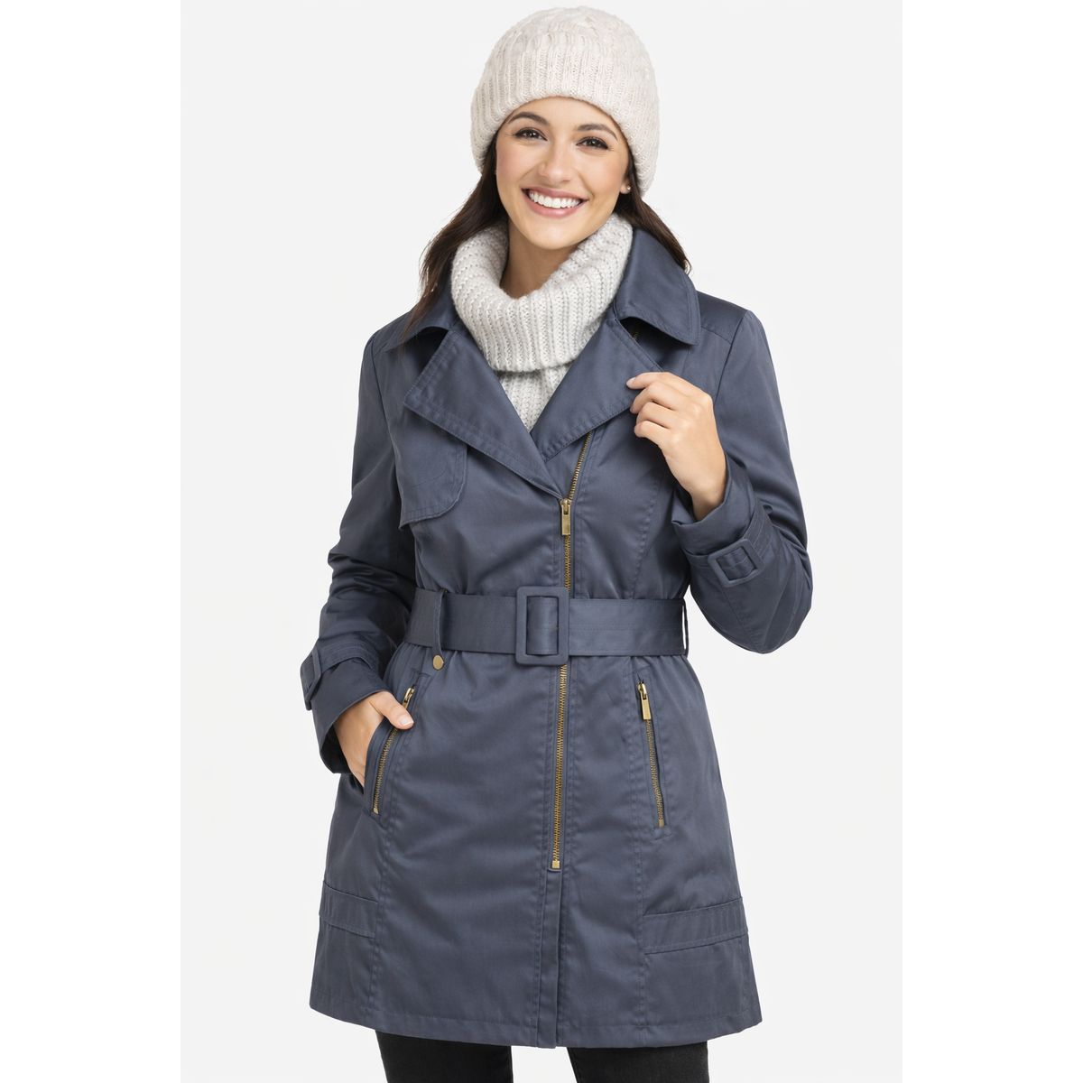 MAGENTA WOMAN - Trench Mujer Cinturón Acero