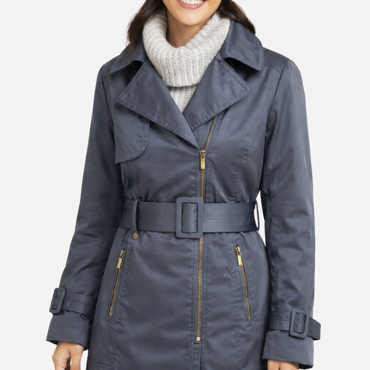 MAGENTA WOMAN - Trench Mujer Cinturón Acero