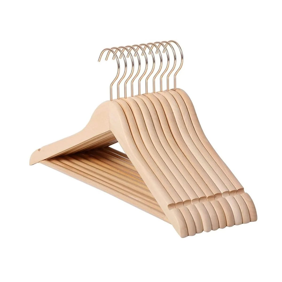 GENERICO - Set 5 Colgadores De Ropa Madera Ganchos Antideslizantes