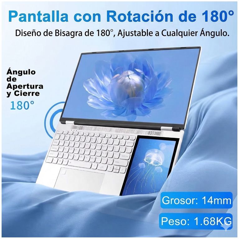 Notebook Dual Screen 15.6” Full HD Pantalla Secundaria Táctil 7” 16GB RAM DDR5 512GB SSD