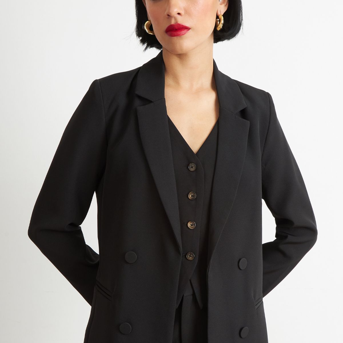 NICOPOLY - Blazer Básico de Tope Negro Nicopoly