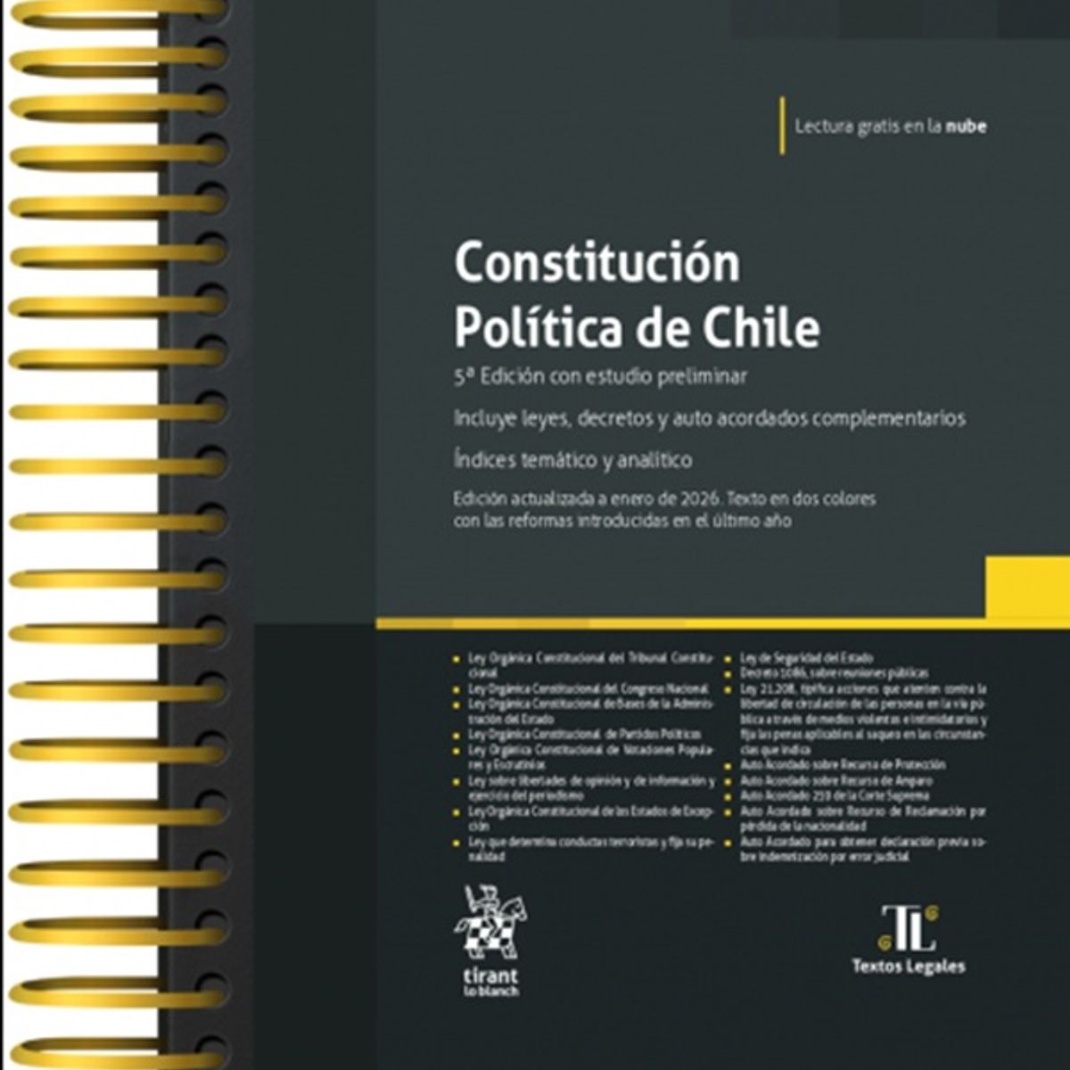 TIRANT LO BLANCH - CONSTITUCION POLÍTICA DE CHILE 5° Edición 2026 ANILLADO
