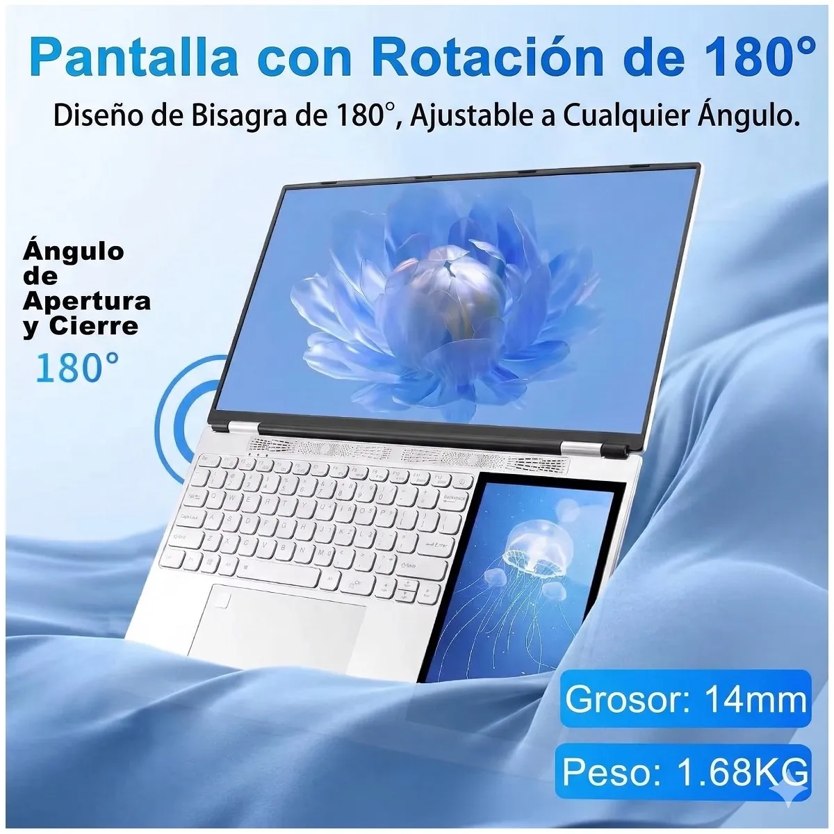 GENERICO - Laptop Dual Screen 15.6" Full HD Pantalla Táctil 7" 16GB RAM 512GB SSD Windows 11 Pro WiFi Bluetooth