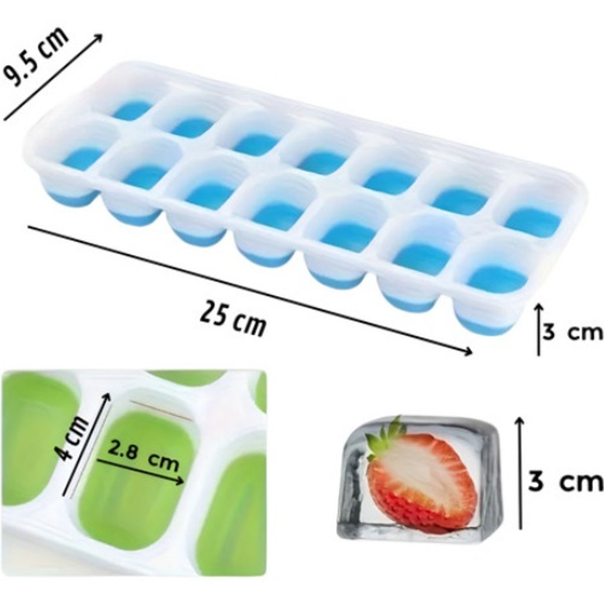 GENERICO - 3 Molde De Hielo Cubeta De Hielo De Silicona Con Tapa Hielo Multicolor