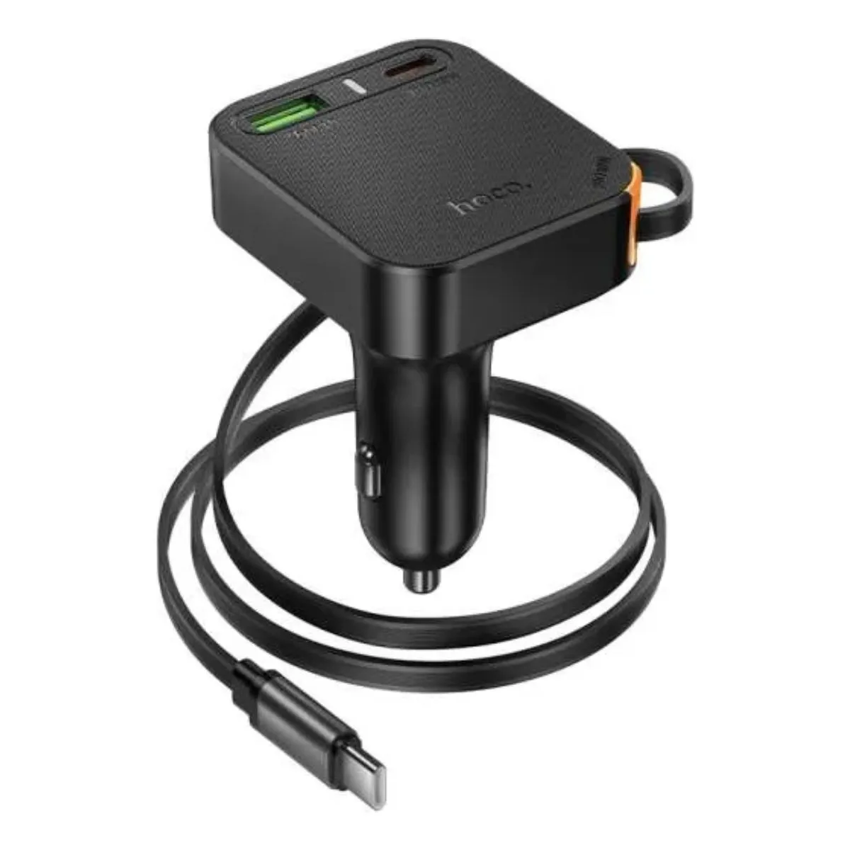 HOCO - Cargador De Auto Usb + Usb C Con Cable Retráctil Pd 65w