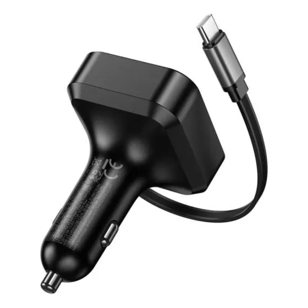 HOCO - Cargador De Auto Usb + Usb C Con Cable Retráctil Pd 65w