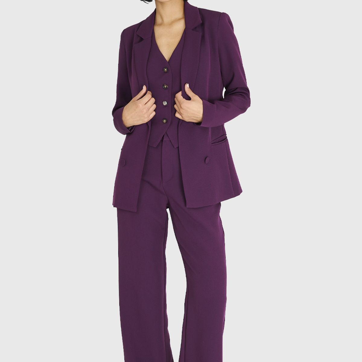 NICOPOLY - Blazer Básico de Tope Morado Nicopoly