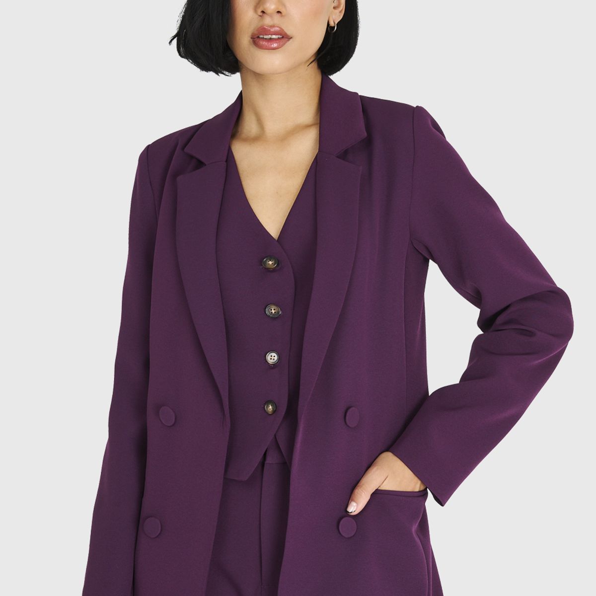 NICOPOLY - Blazer Básico de Tope Morado Nicopoly