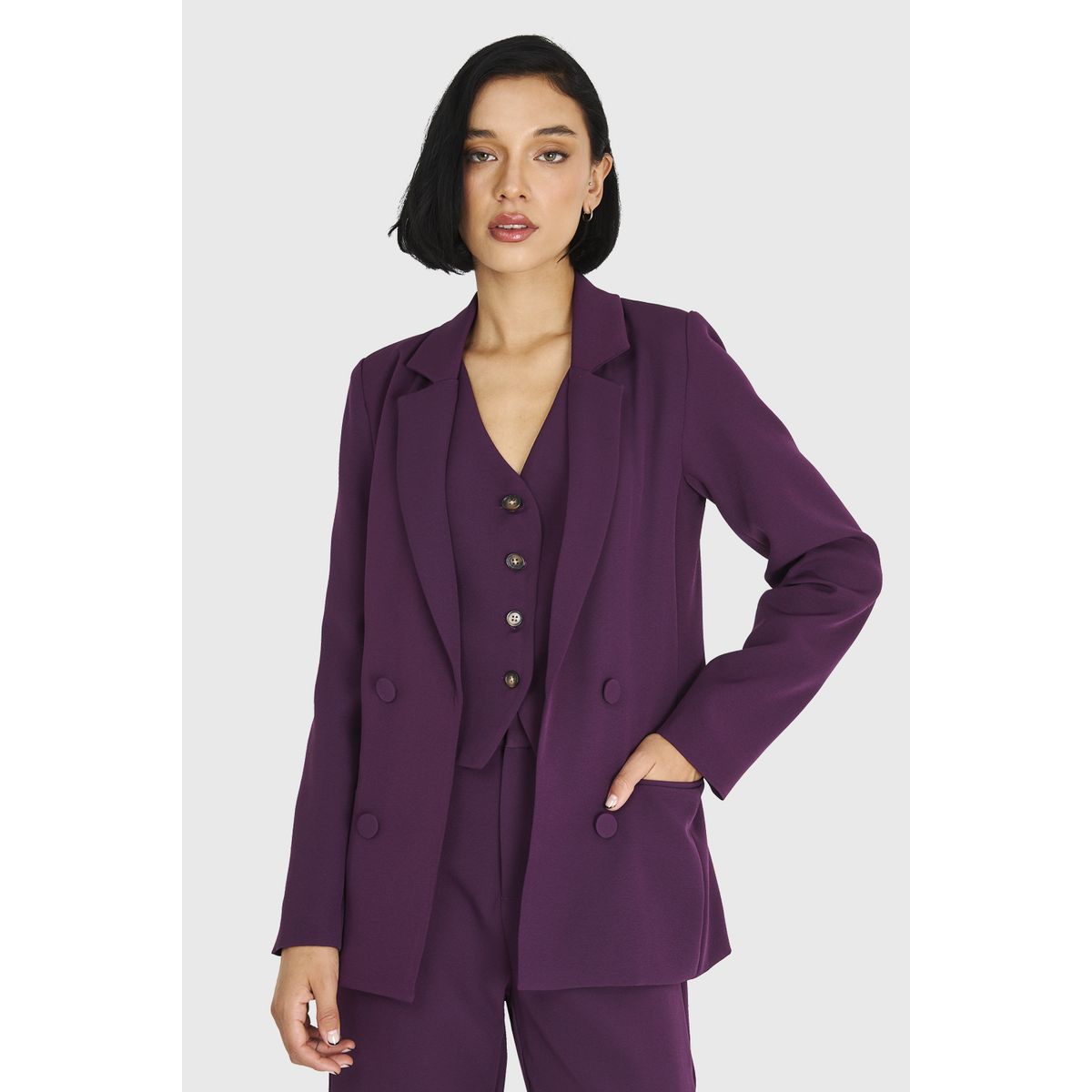 NICOPOLY - Blazer Básico de Tope Morado Nicopoly