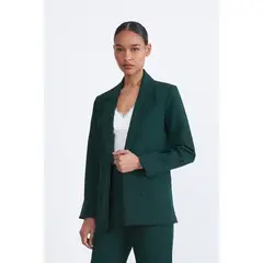 NICOPOLY - Blazer Básico de Tope Verde Mujer