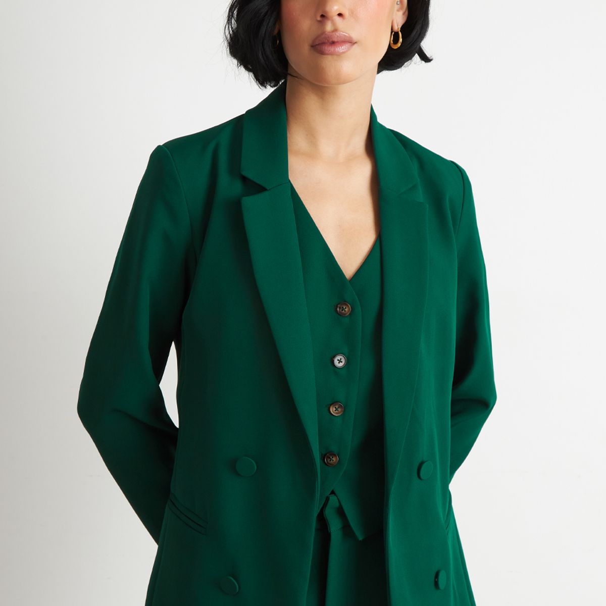 NICOPOLY - Blazer Básico de Tope Verde Nicopoly