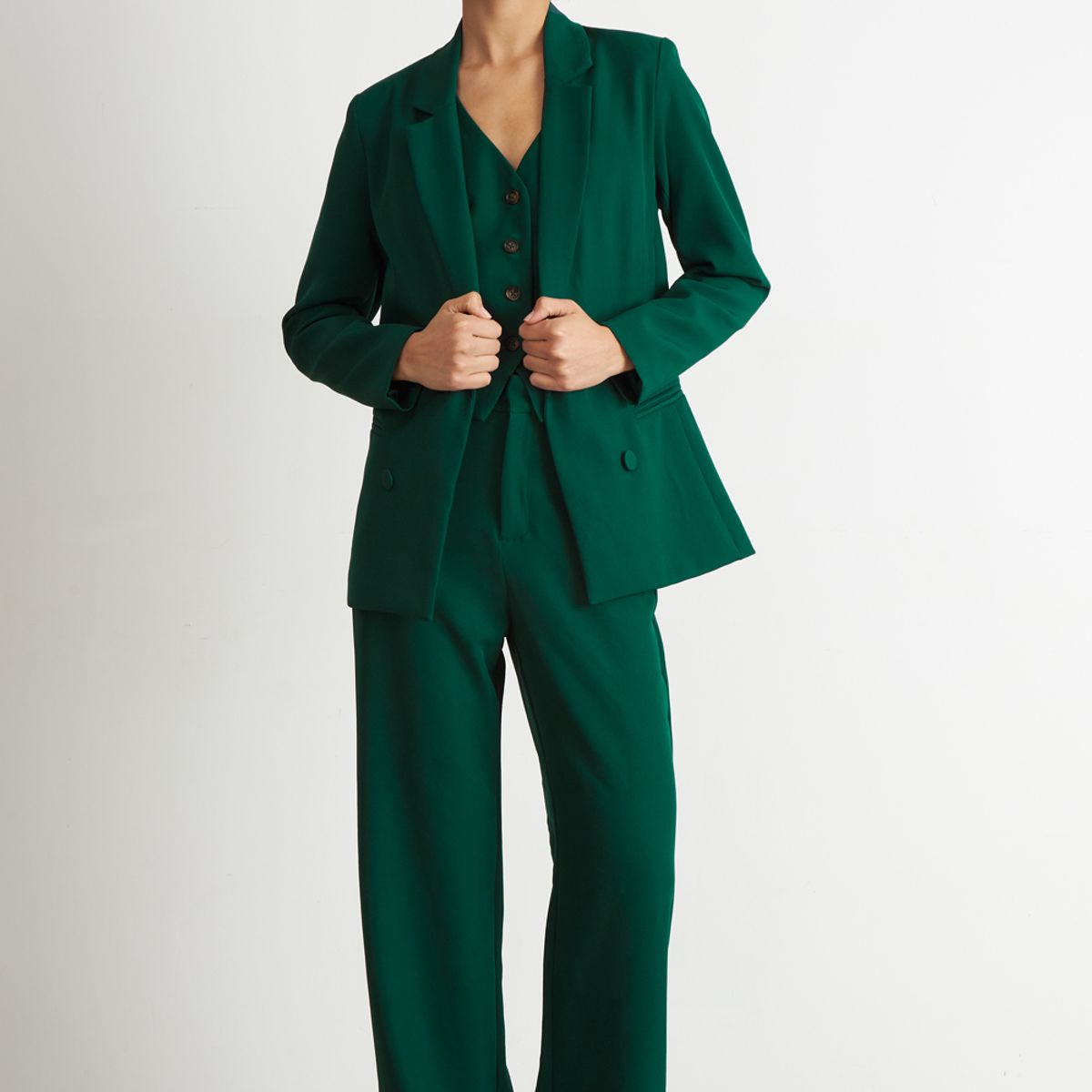 NICOPOLY - Blazer Básico de Tope Verde Nicopoly