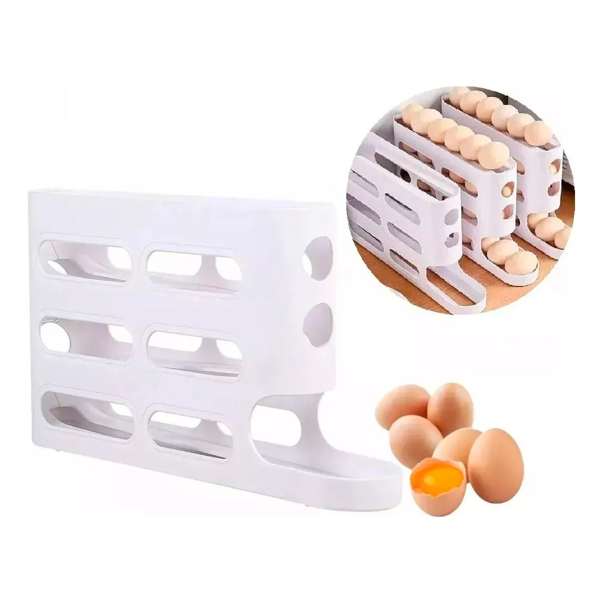 GENERICO - Caja De Almacenamiento Huevos Deslizante Para Refrigerador Color Blanco