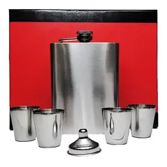 GENERICO - Set Petaca 8oz Para Whisky Coctelera Viaje Camping