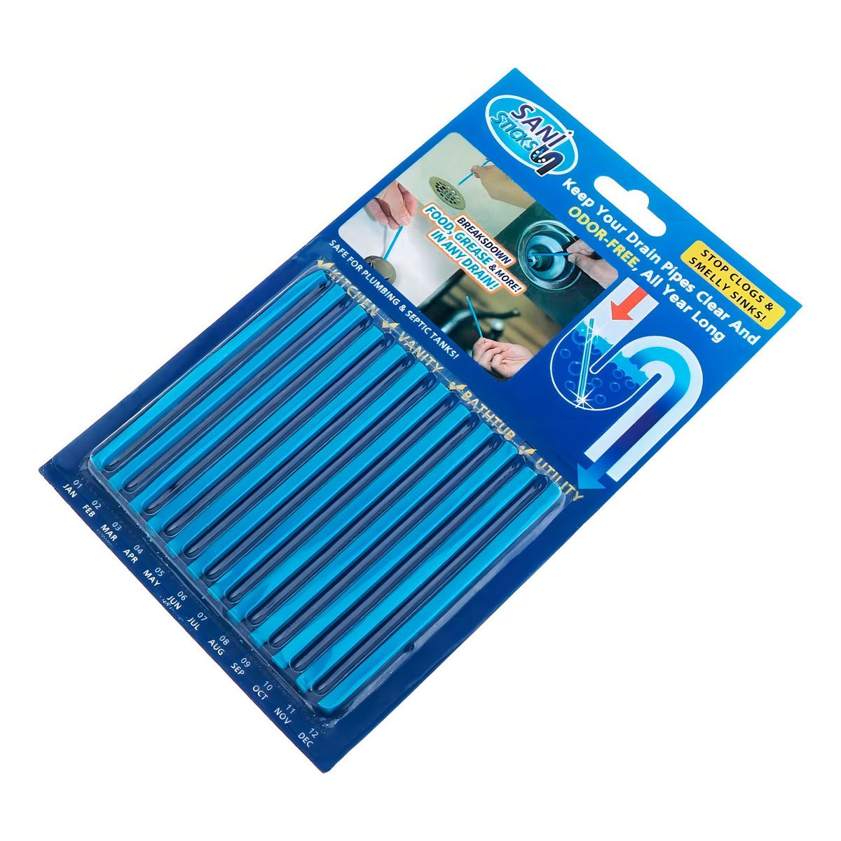 GENERICO - Sani Stick 12 Barras Limpia Cañerías Antibacterianas Malos Olores