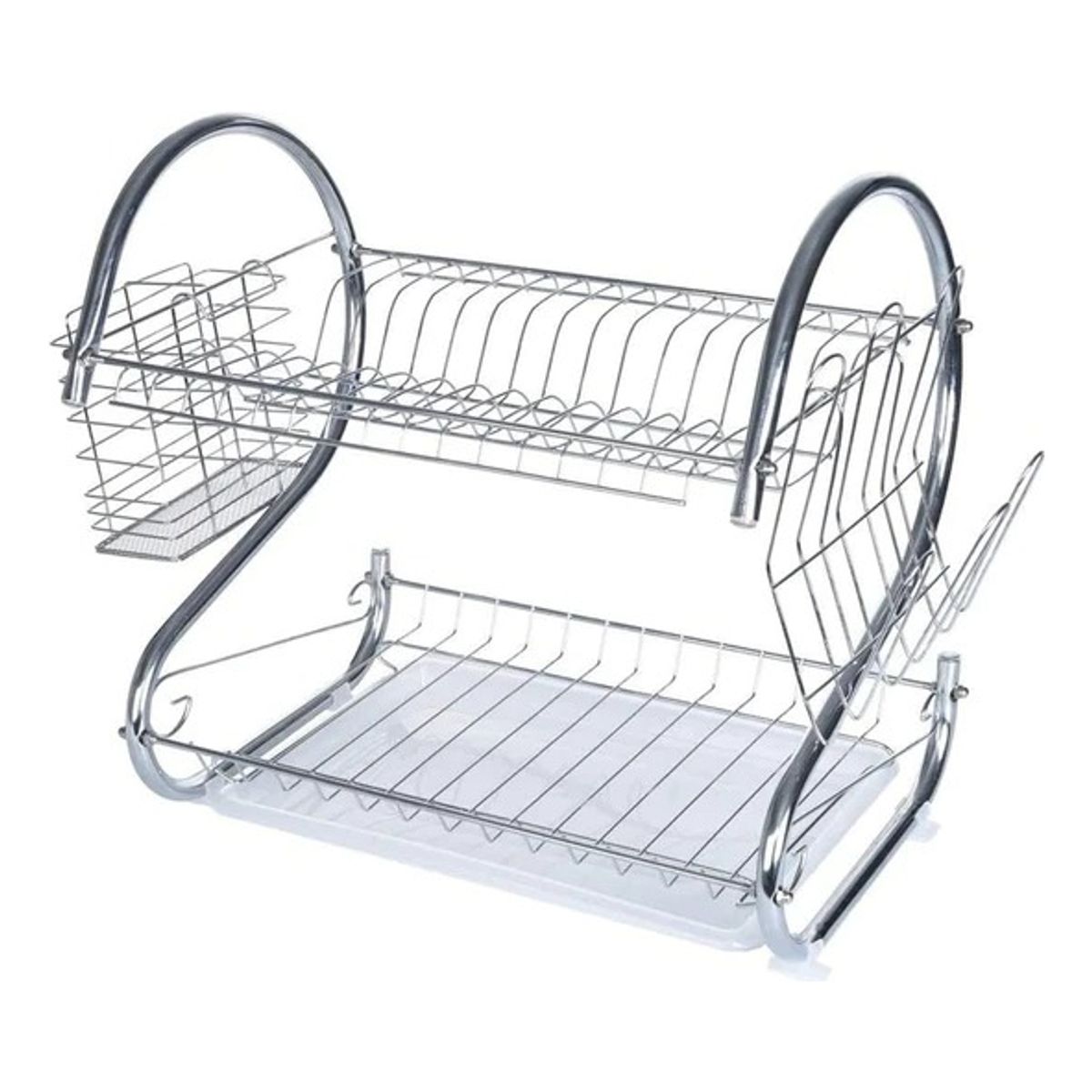 GENERICO - Escurridor Seca Platos 2 Niveles Plateado Modelo 2