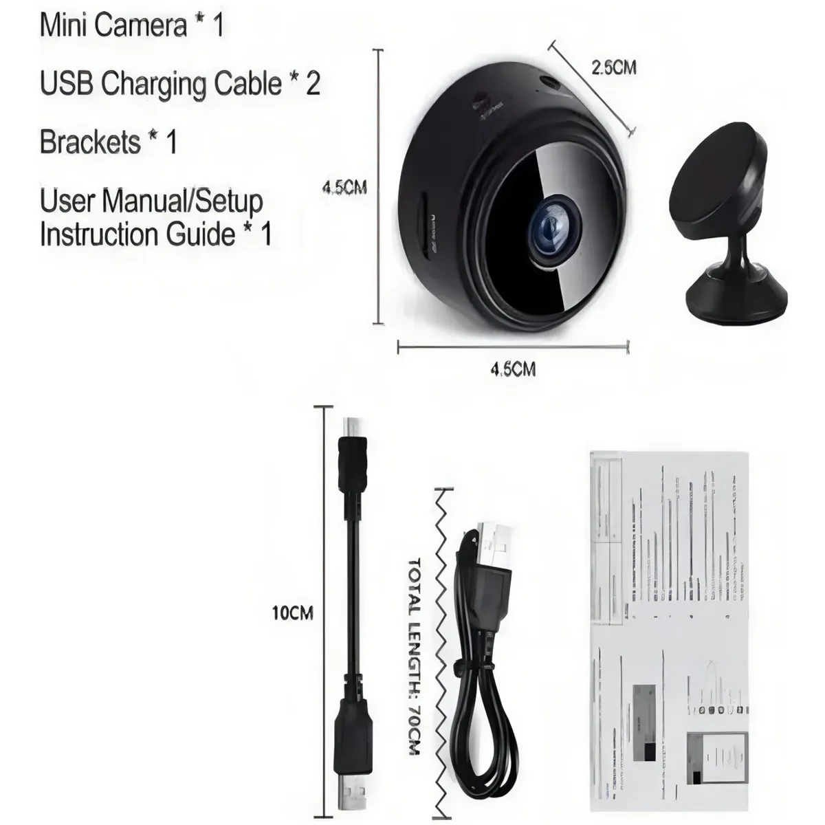 GENERICO - Mini Espião Cámara Seguridad Espía WiFi Full HD 1080p Visión Nocturna