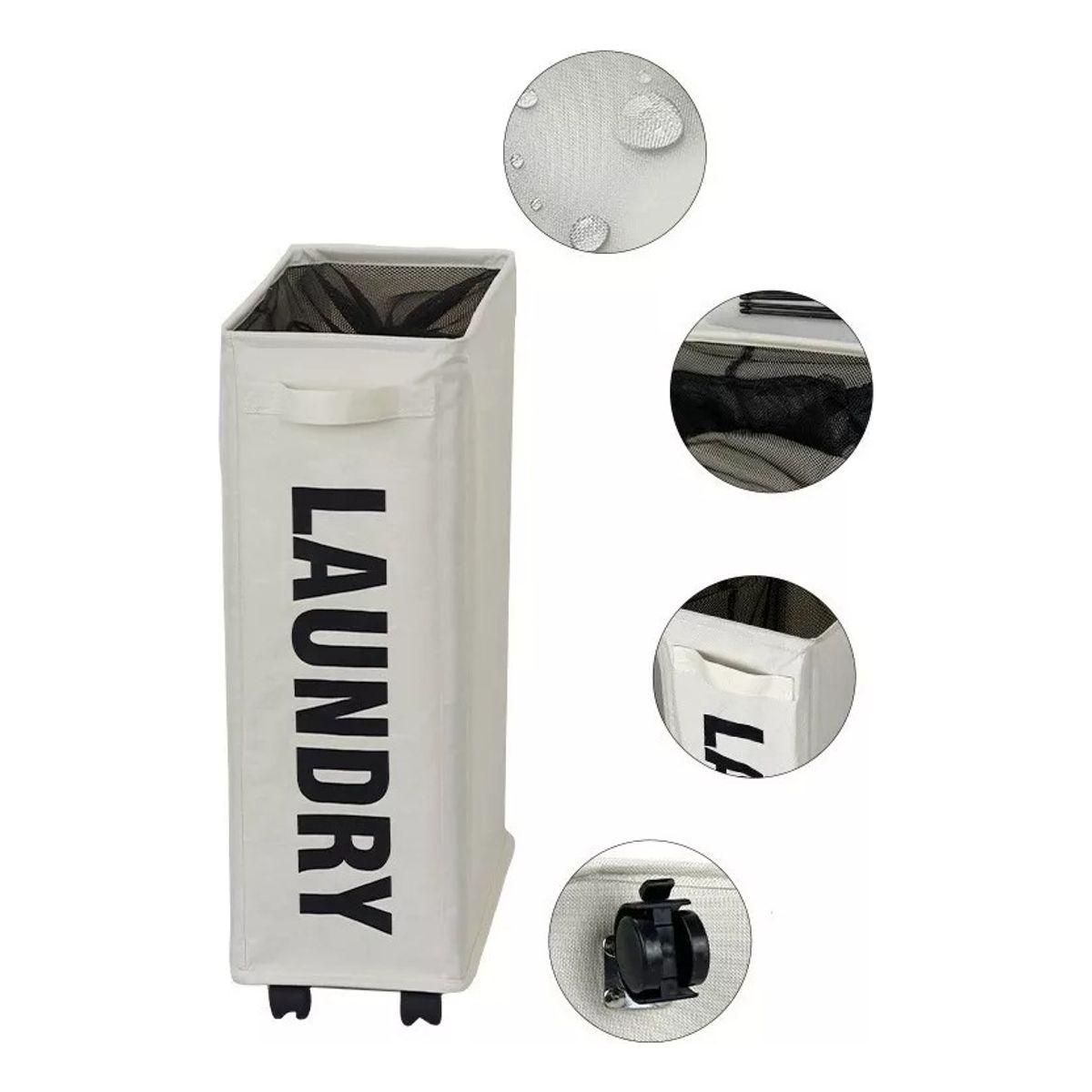 GENERICO - Canasto De Ropa Sucia Con Ruedas Laundry Lavanderia Negro - 331001