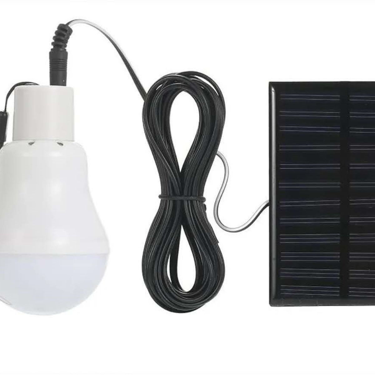 GENERICO - Lampara Ampolleta Led 2400mah + Panel Solar Camping Portátil Color Negro - 220069