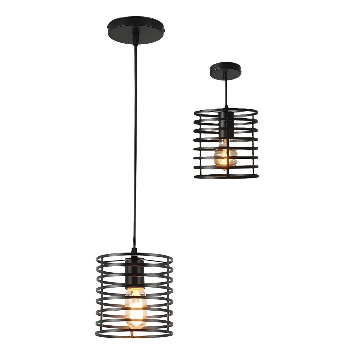 GENERICO - Lampara Colgante Cilindrica Para Techo Lamparas Elegantes Estructura Negro - 262641