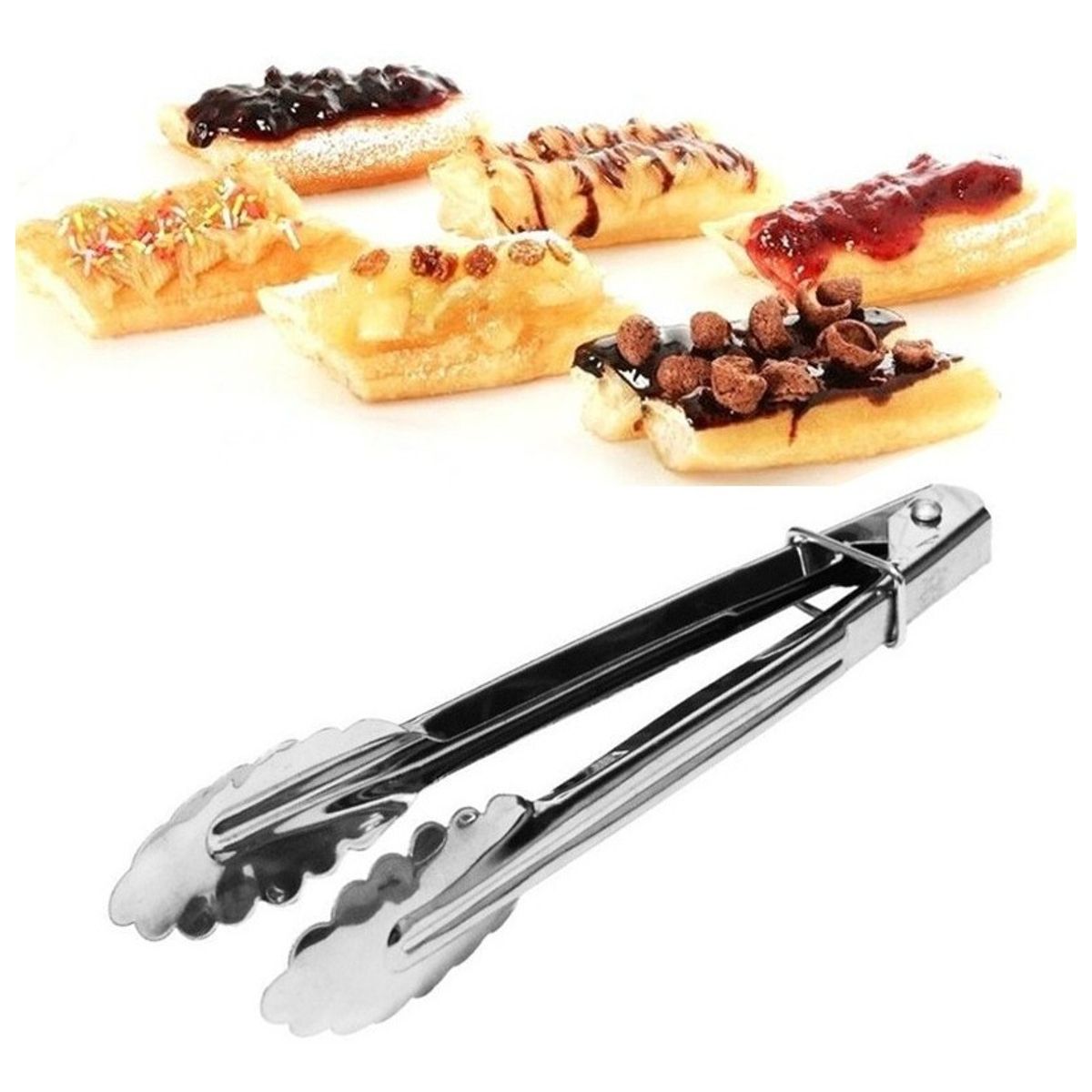 GENERICO - Pinza Tenaza Multiuso 35cm Acero Inoxidable Cocina Parrilla Color Plata - 039033