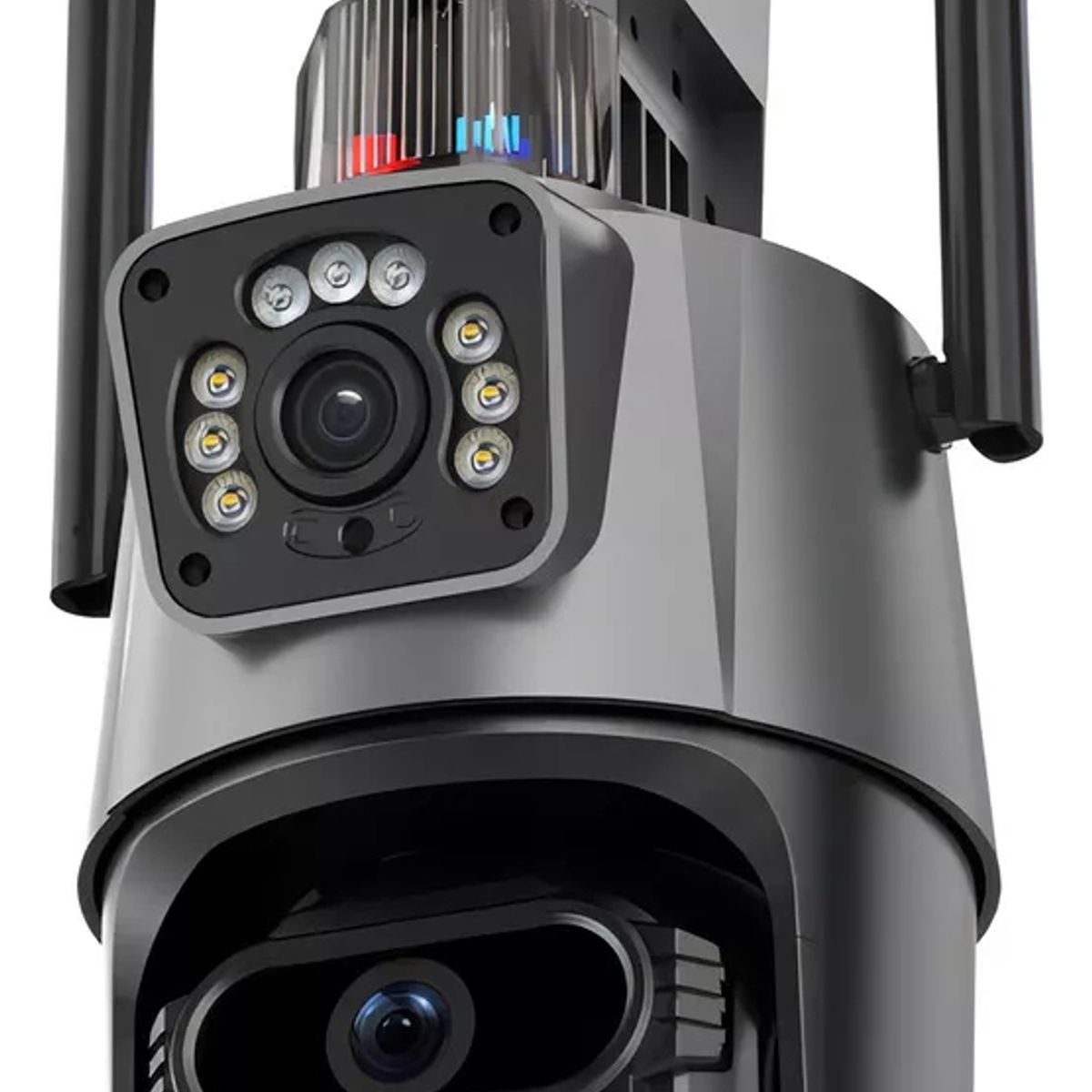 GENERICO - Cámara Vigilancia Wifi Exterior 2k 4mp Doble Lente Alarma Color GRIS - 221081