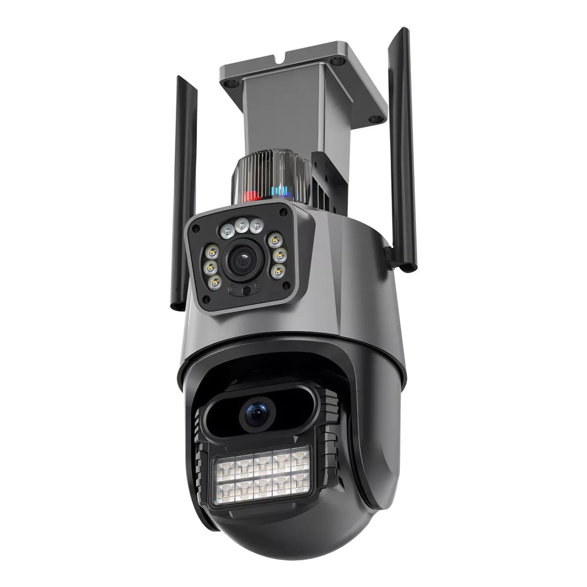 GENERICO - Cámara Vigilancia Wifi Exterior 2k 4mp Doble Lente Alarma Color GRIS - 221081