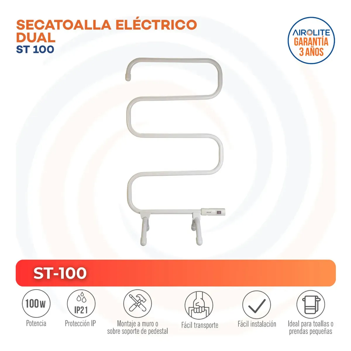 AIROLITE - Secatoallas Dual Blanco 100w St-100 Airolite Secador Toallas