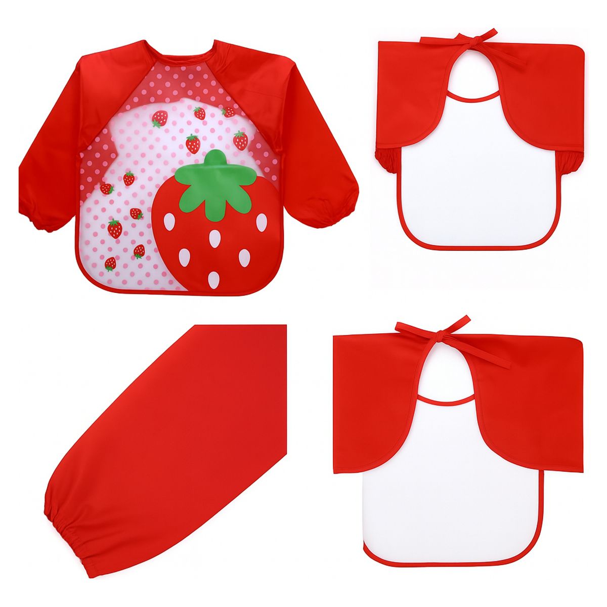 GENERICO - Babero Baby Funshine Rojo Manga Larga Impermeable