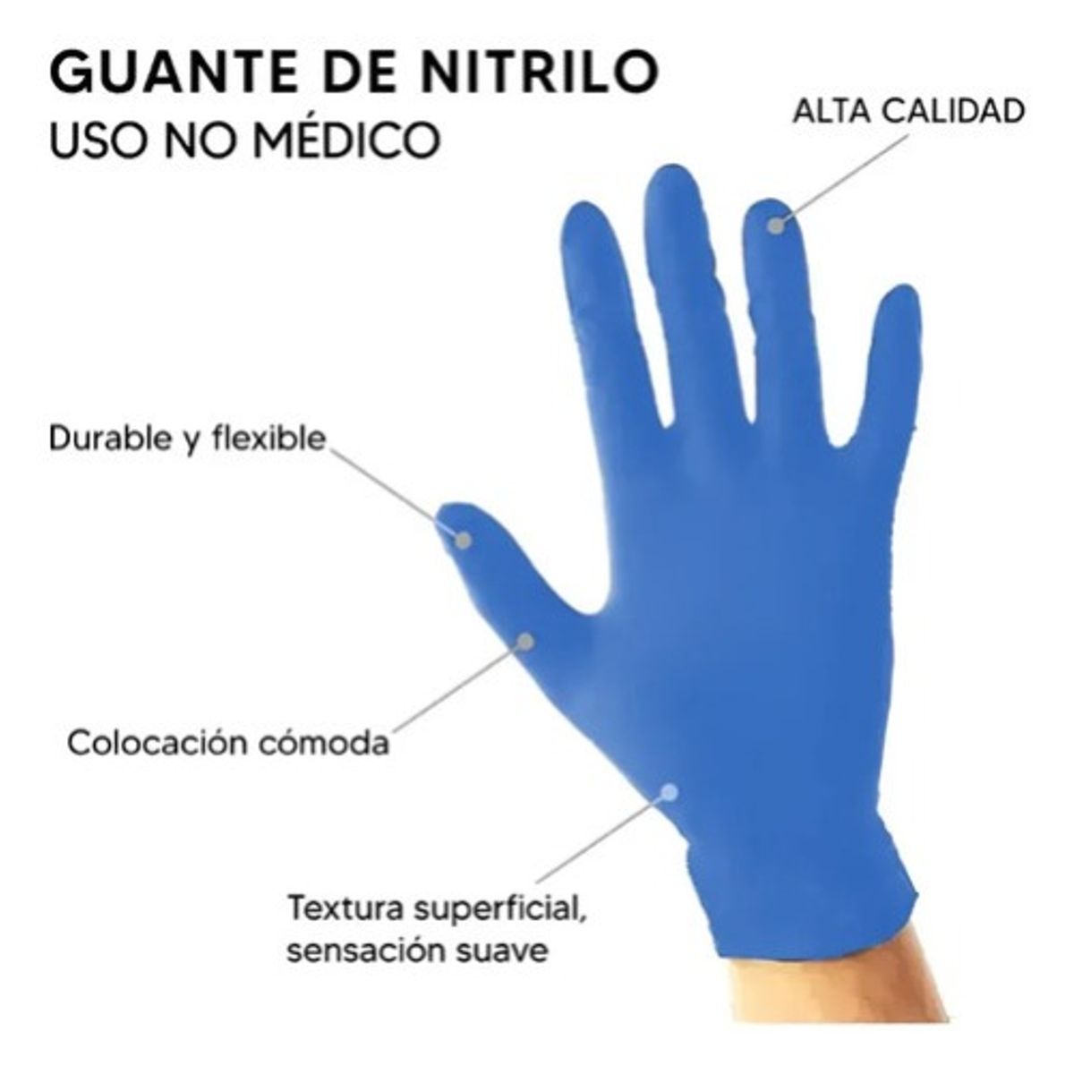 GENERICO - Guantes De Nitrilo Texturizados Tresor caja 100 Uds Talla M