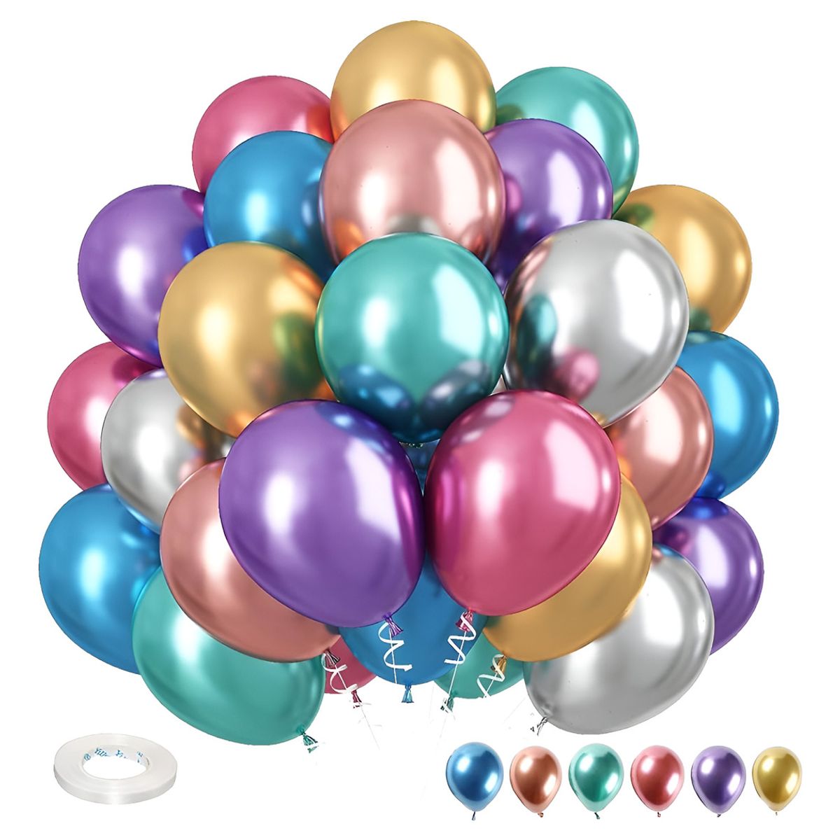 GENERICO - Globos Metalizdos Cromadosshuaian50 Unidades10nch