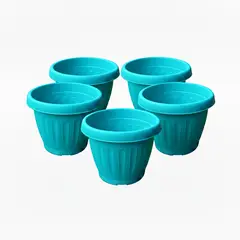 GENERICO - Pack 5 Maceteros Plástico Redondo Calipso 35 cm.