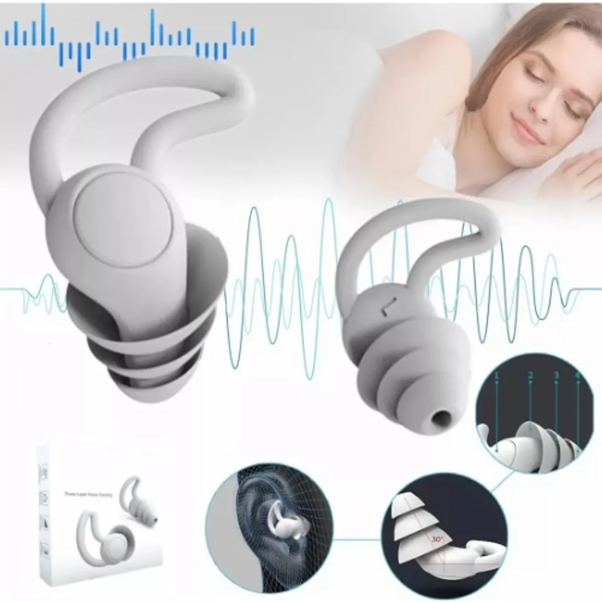 GENERICO - Tapones Los Oídos Silicona Reducción Ruido Para Dormir 40db