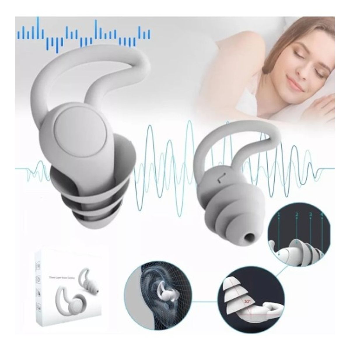 GENERICO - Tapones Los Oídos Silicona Reducción Ruido Para Dormir 40db