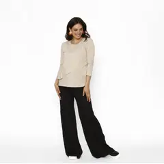 NALA - Pantalón Maternal Ancho Lanilla Negro Maternity