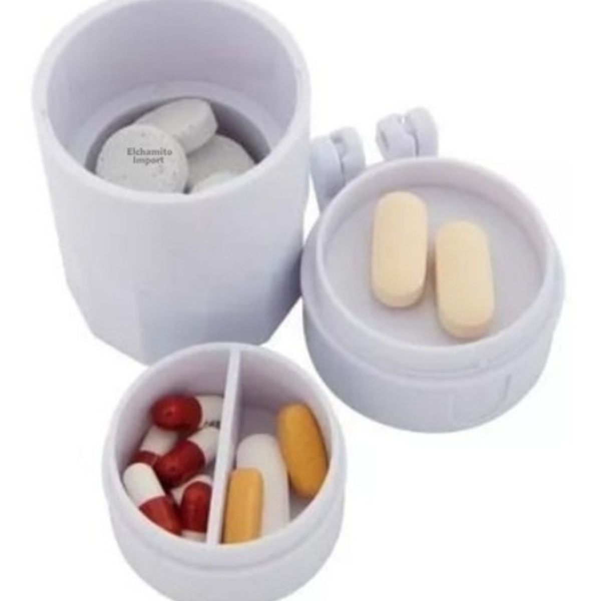 GENERICO - Pastillero 4 En 1. Muele, Parte, Corta Y Guarda Pastillas