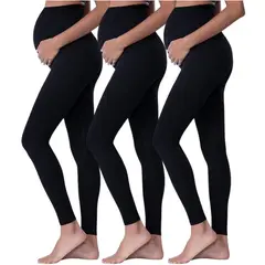 AAYO MODA - Pack 3 Calzas Leggings Maternales Algodón Chiporro Abrigadas Invierno