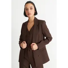 NICOPOLY - Blazer Básico de Tope Café
