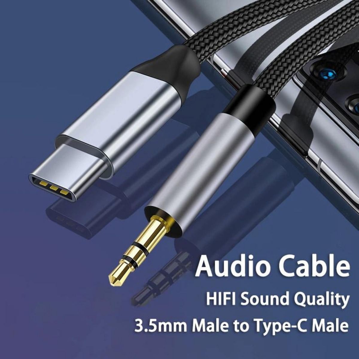 GENERICO - Cable Auxiliar Tipo C Jack Plug 3.5mm Macho Adaptador Audio Color Negro