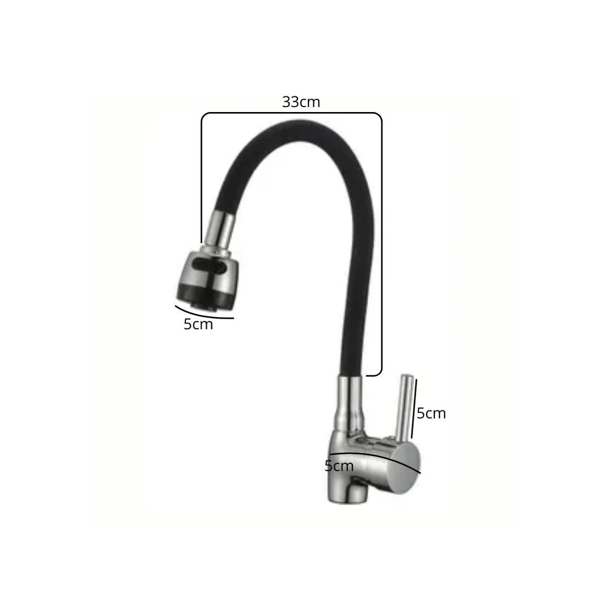 GENERICO - Llave Monomando Flexible Para Lavaplatos Negra