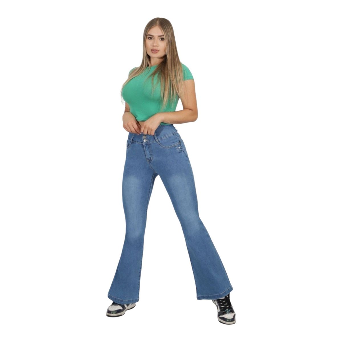 MC PRINS - Jeans Flare Push Up Acampanado Levanta Cola Corte Colombiano
