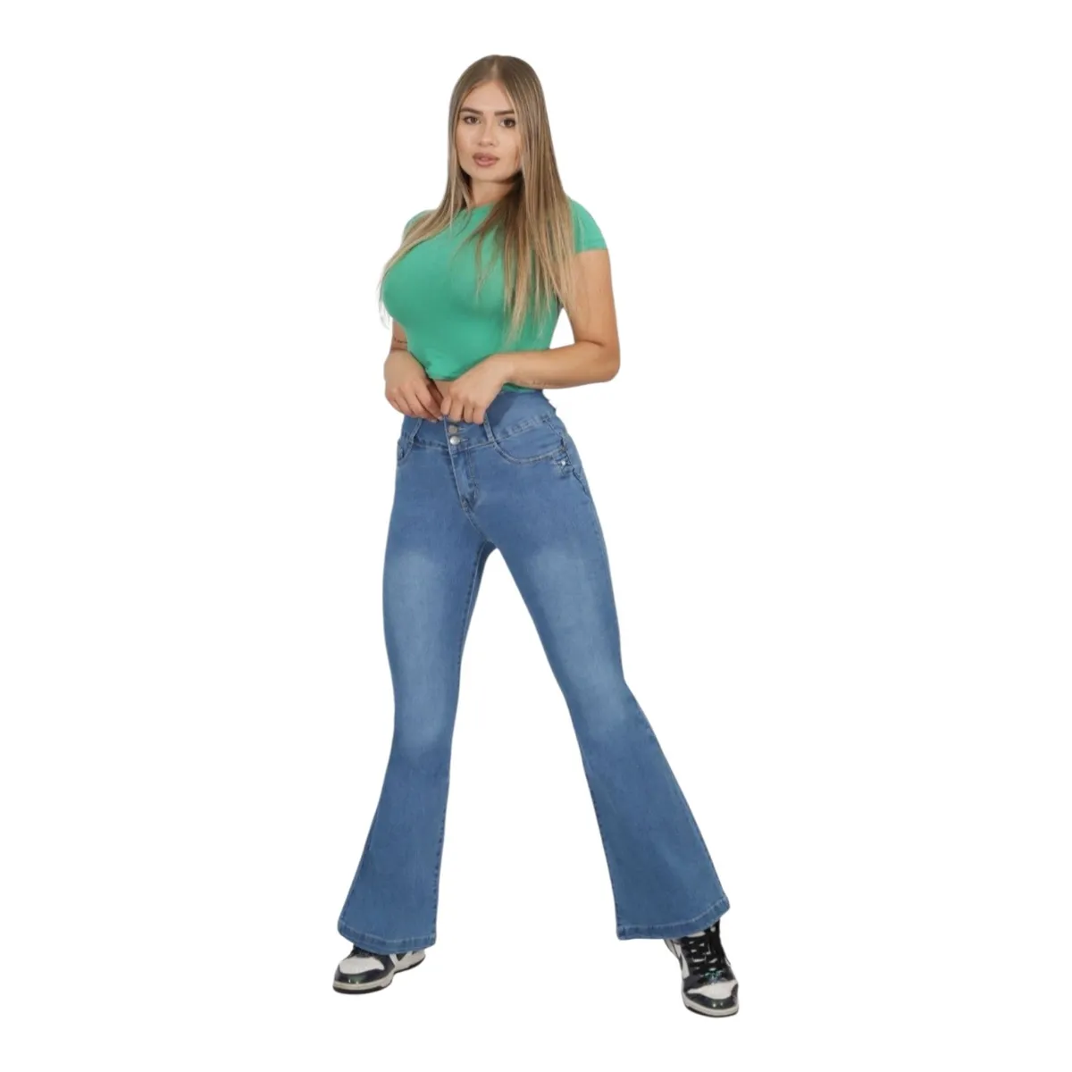 MC PRINS - Jeans Flare Push Up Acampanado Levanta Cola Corte Colombiano