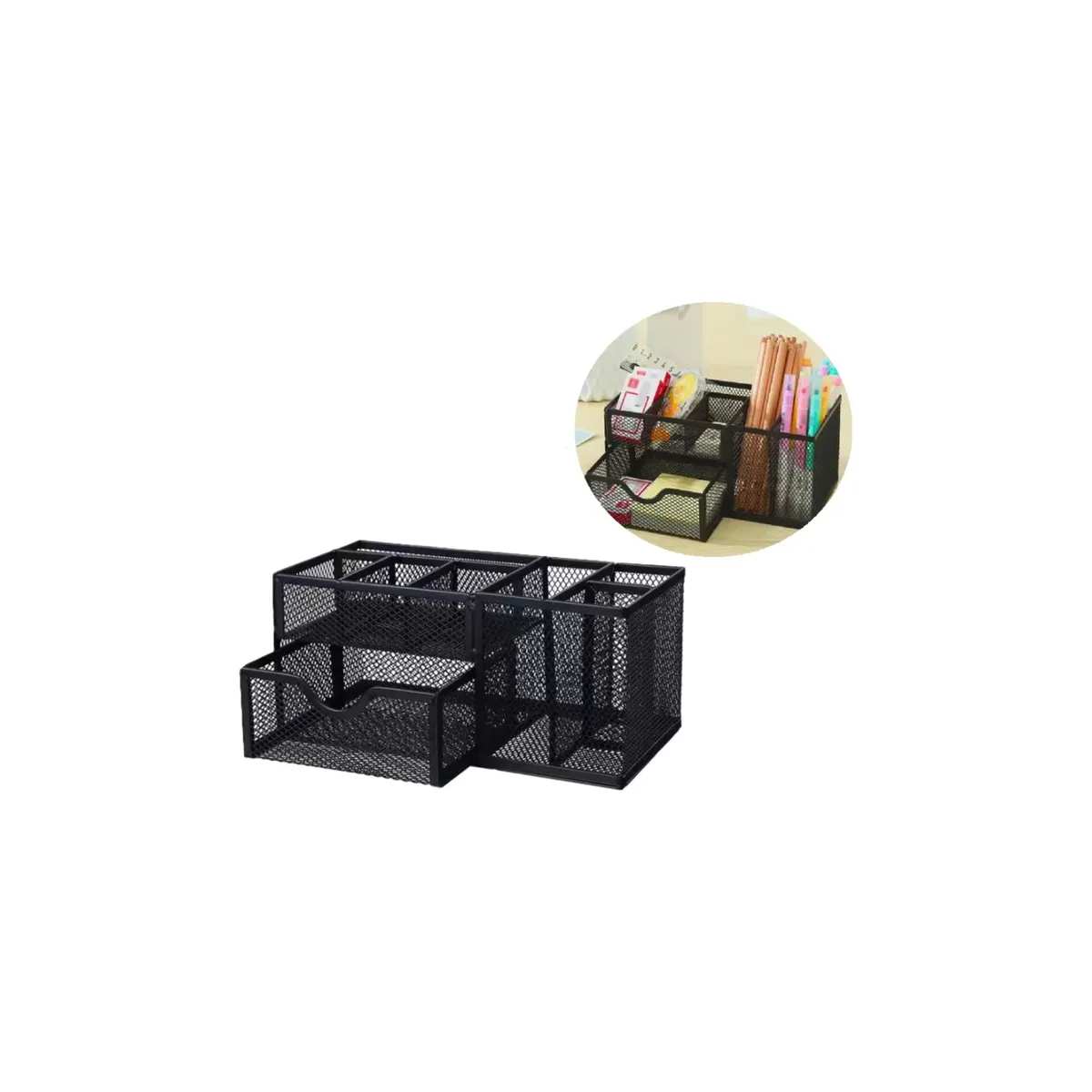 GENERICO - Porta Lapiz Organizador De Escritorio Metal Portalápices Negro