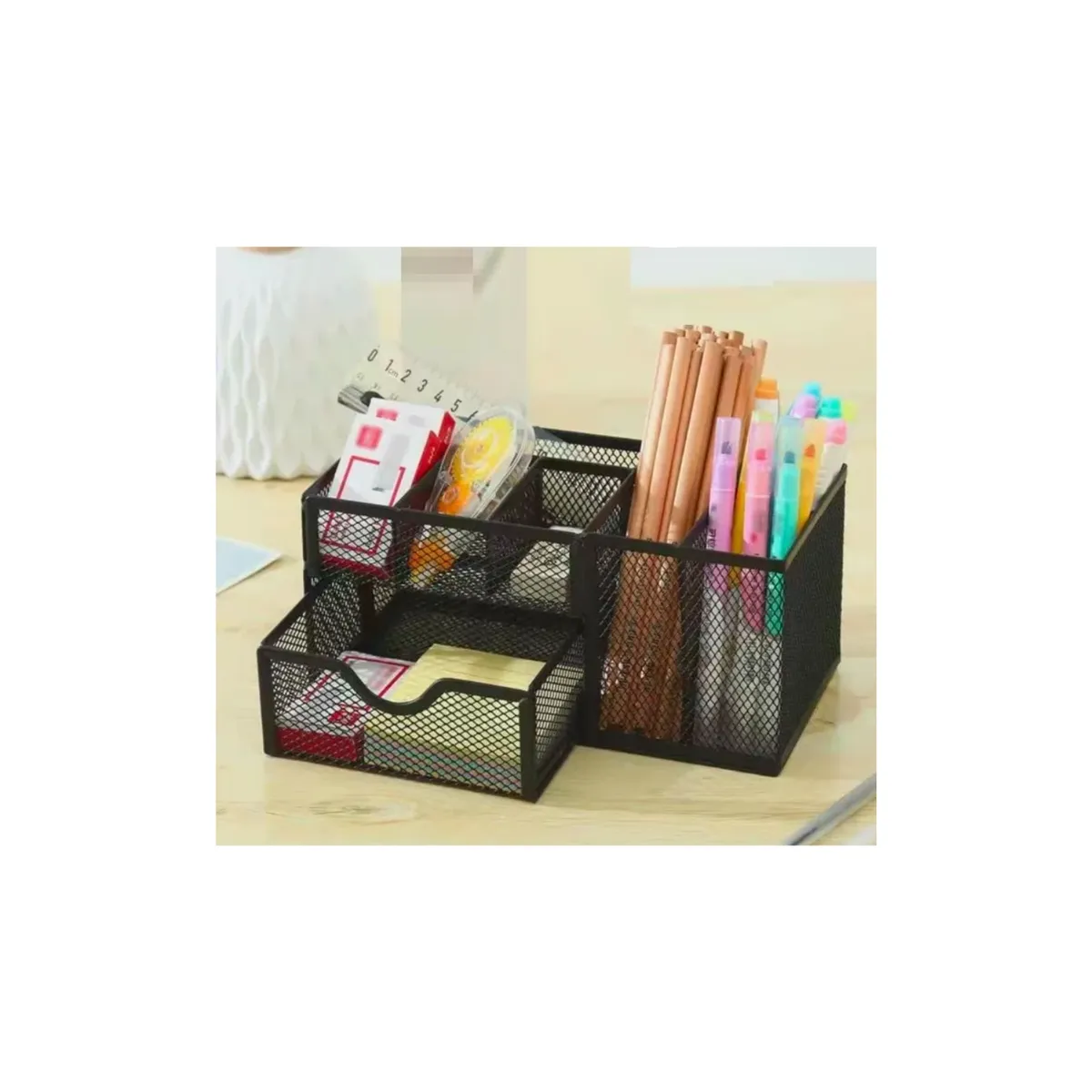 GENERICO - Porta Lapiz Organizador De Escritorio Metal Portalápices Negro